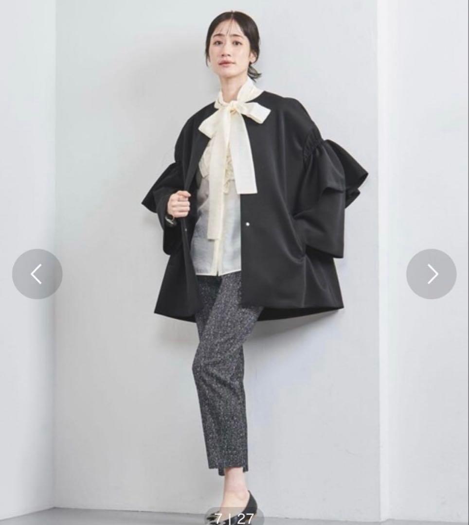 美品✨UNITED ARROWS SPONGY フレアスリーブ コート ブラック