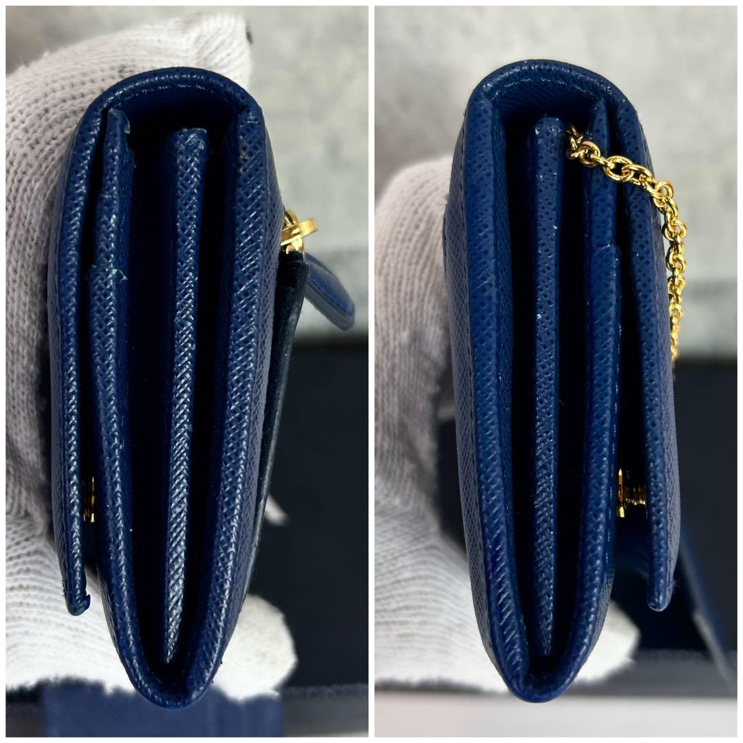 【美品 希少色】プラダ 長財布 三角ロゴ サフィアーノレザー