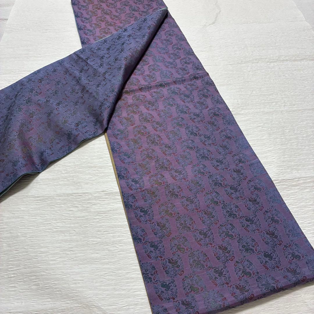 m-2 花兎　正絹　紬地　両面　全通　袋帯