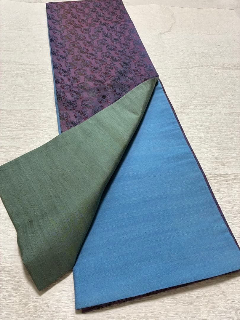 m-2 花兎　正絹　紬地　両面　全通　袋帯