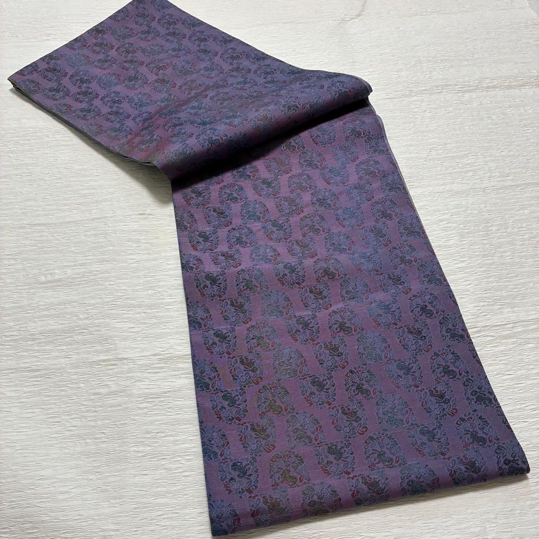 m-2 花兎　正絹　紬地　両面　全通　袋帯