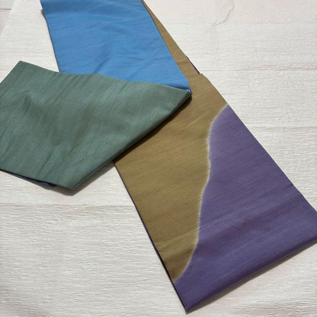 m-2 花兎　正絹　紬地　両面　全通　袋帯