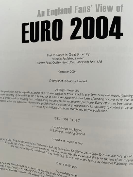 本 An England Fans' View of EURO 2004