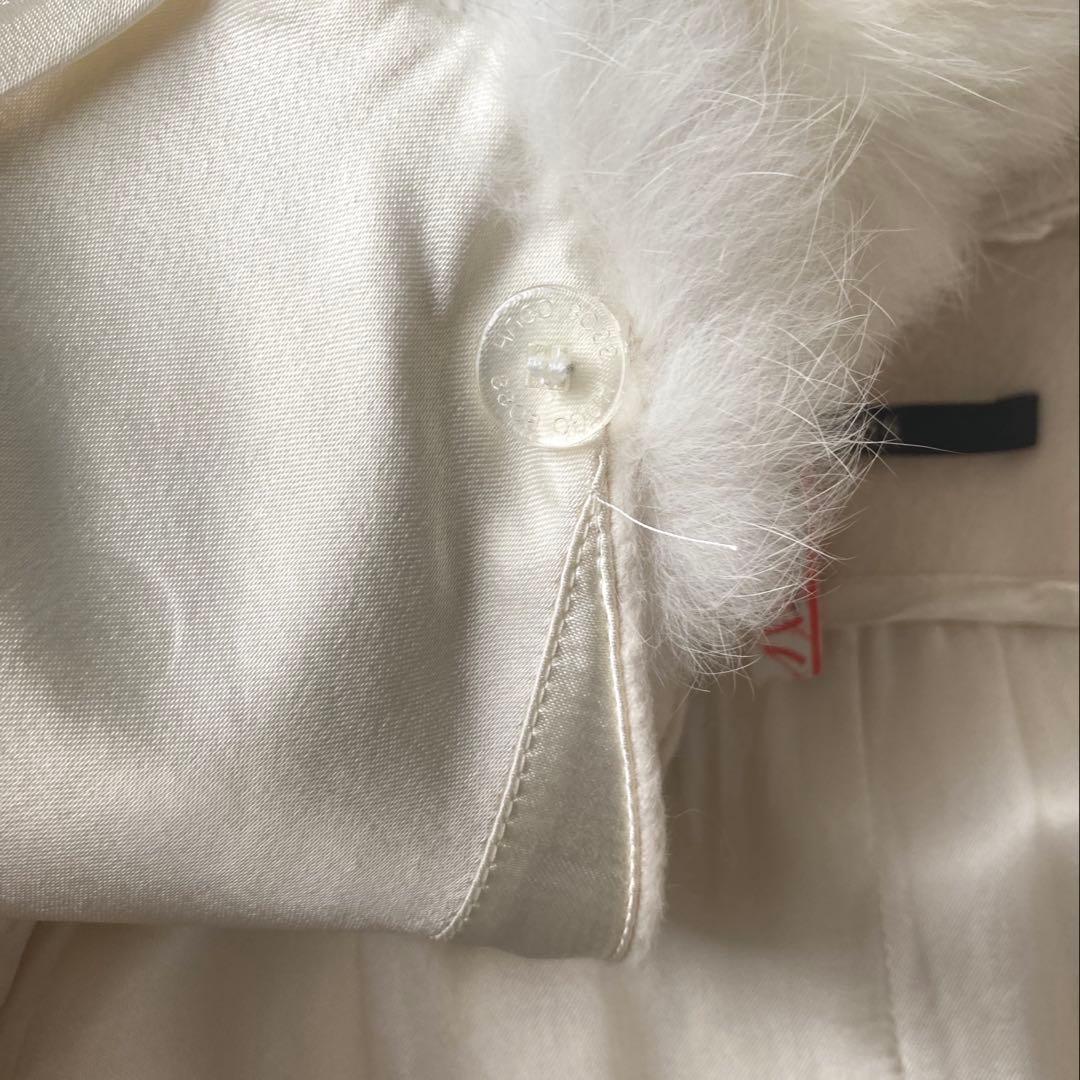 HUGO BOSS 美品 ジャケットコート ファー襟 ショート丈 オフホワイト