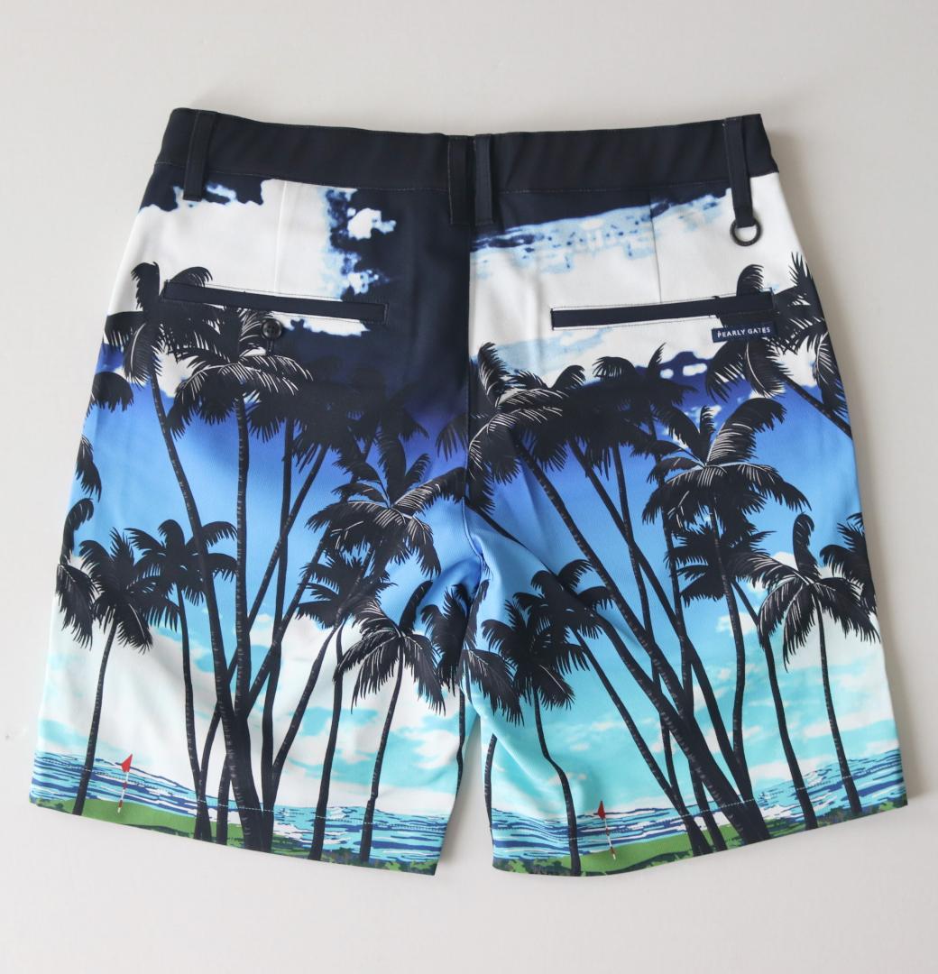 新品タグ付き【パーリーゲイツ】ゴルフコース柄 ショートパンツ 5(w80-84)