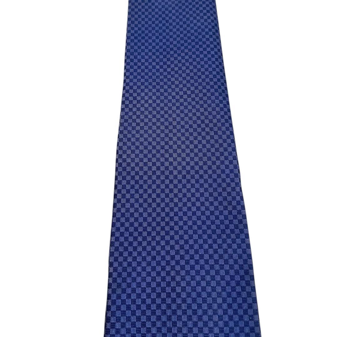 ルイヴィトン ネクタイ　マイクロダミエ　ブルー　ソリッドタイ