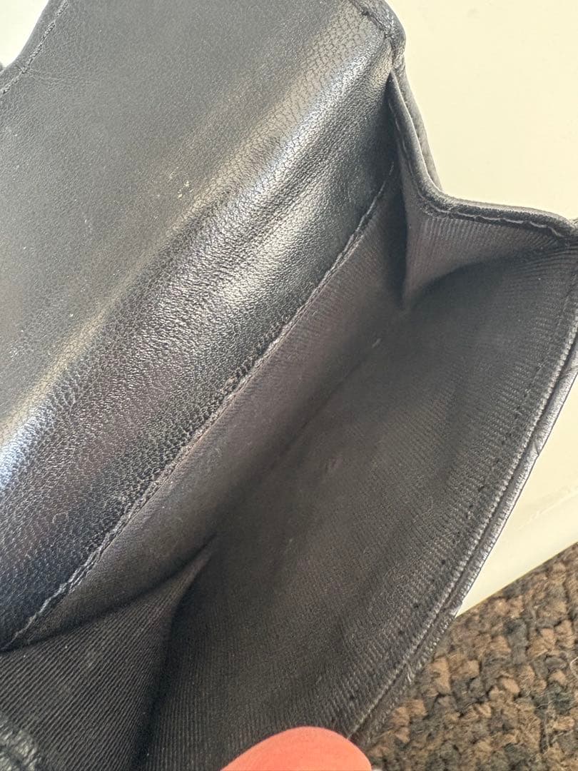 CHANEL ブラックレザー 三つ折り財布