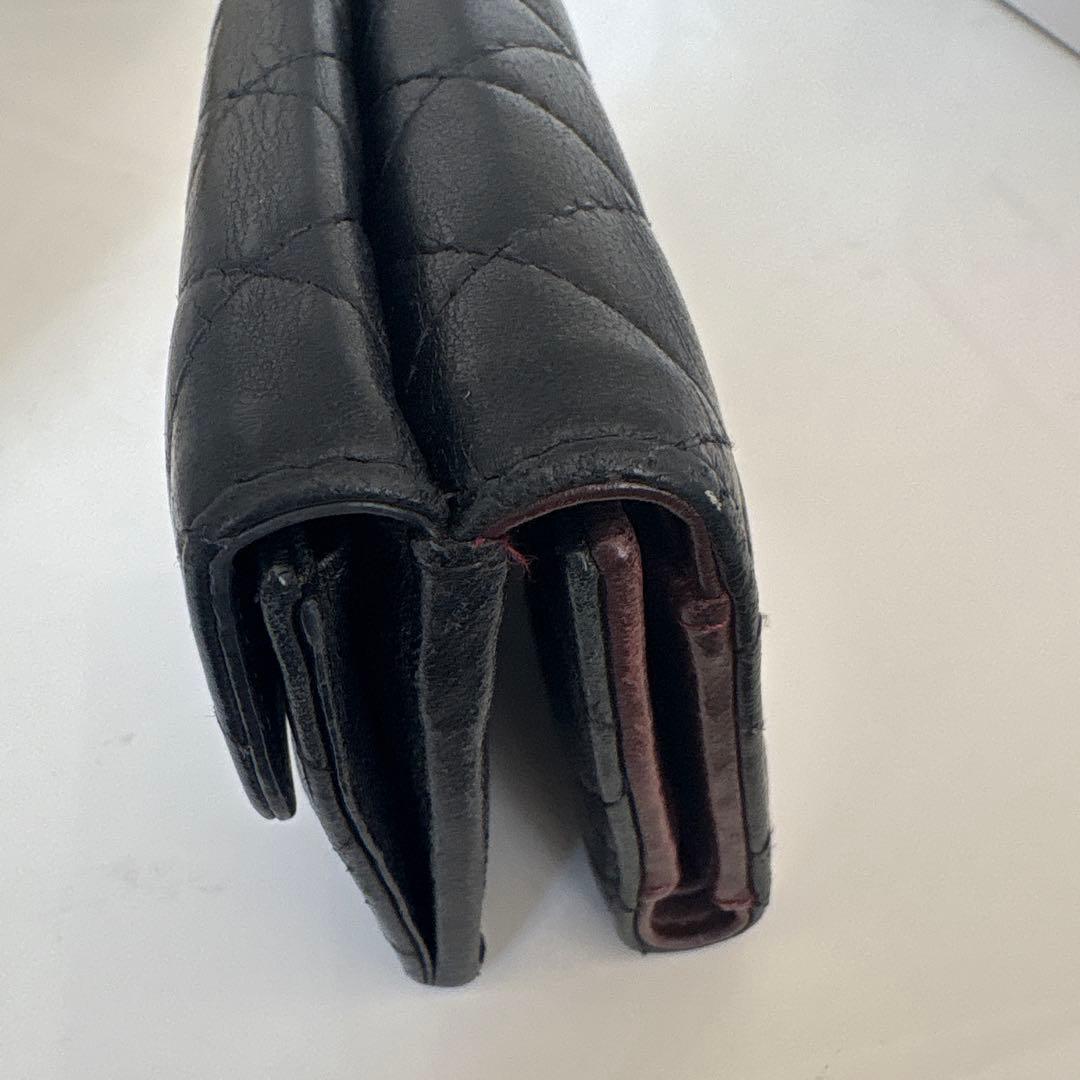 CHANEL ブラックレザー 三つ折り財布