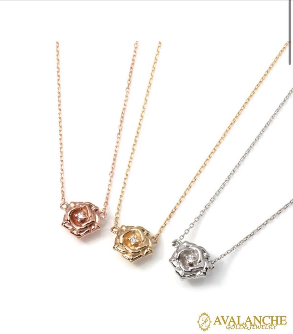 チ*コ様 AVALANCHE 10Kローズゴールド バラネックレス 40cm