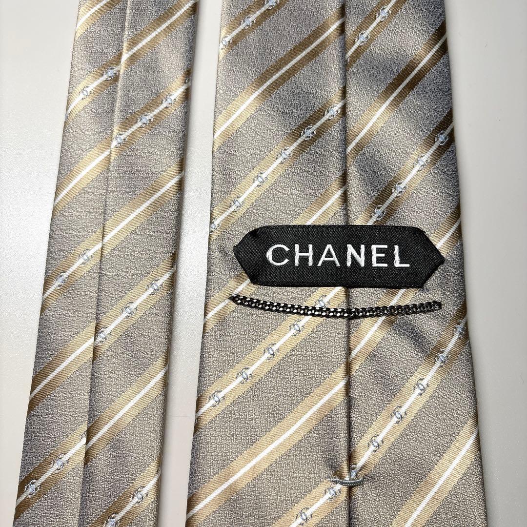 CHANEL ネクタイ 未使用 ココマーク ゴールド レジメンタル