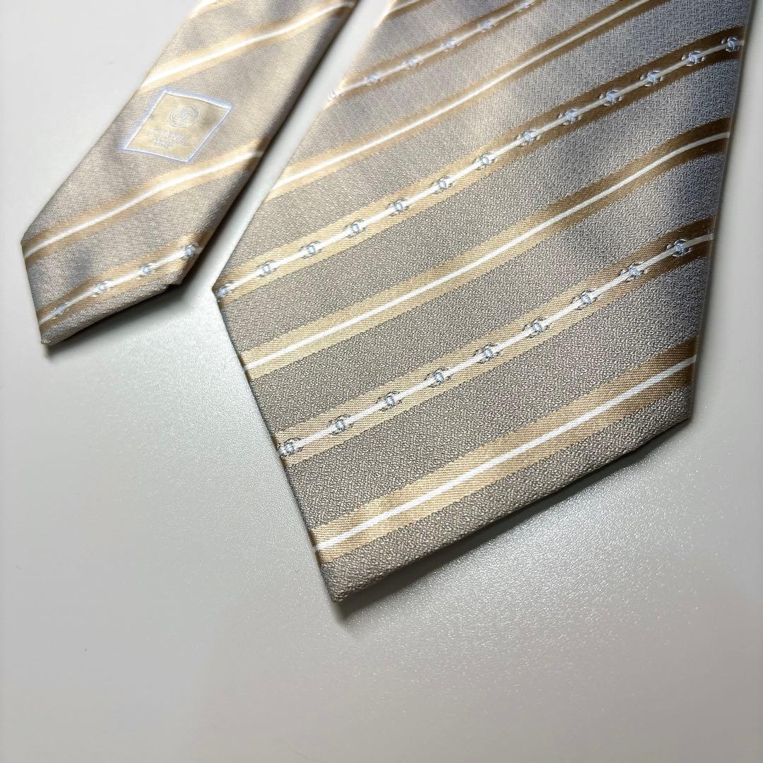 CHANEL ネクタイ 未使用 ココマーク ゴールド レジメンタル