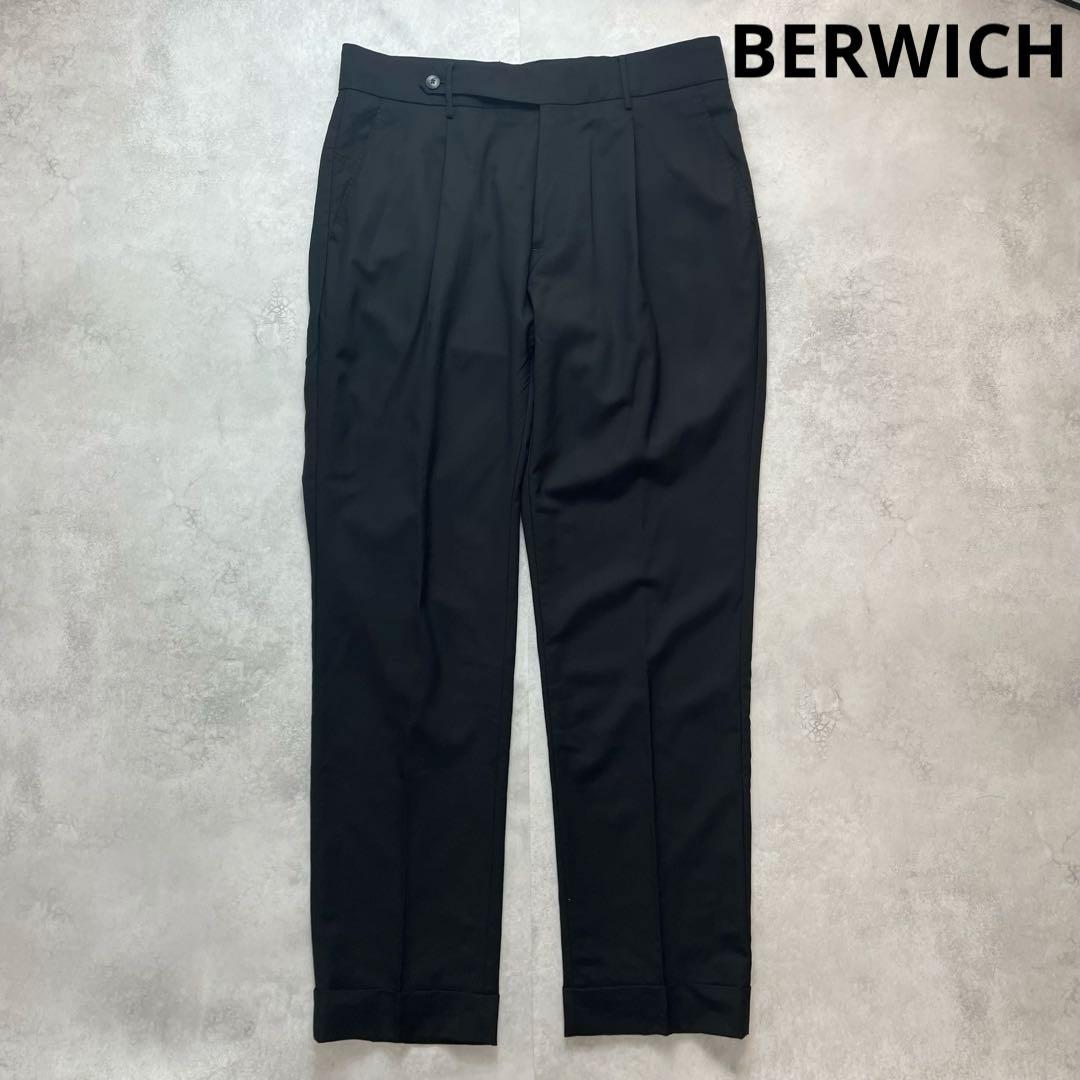 ベルウィッチ カノニコ生地 スラックス 1タックプリーツ スラックス ウール48