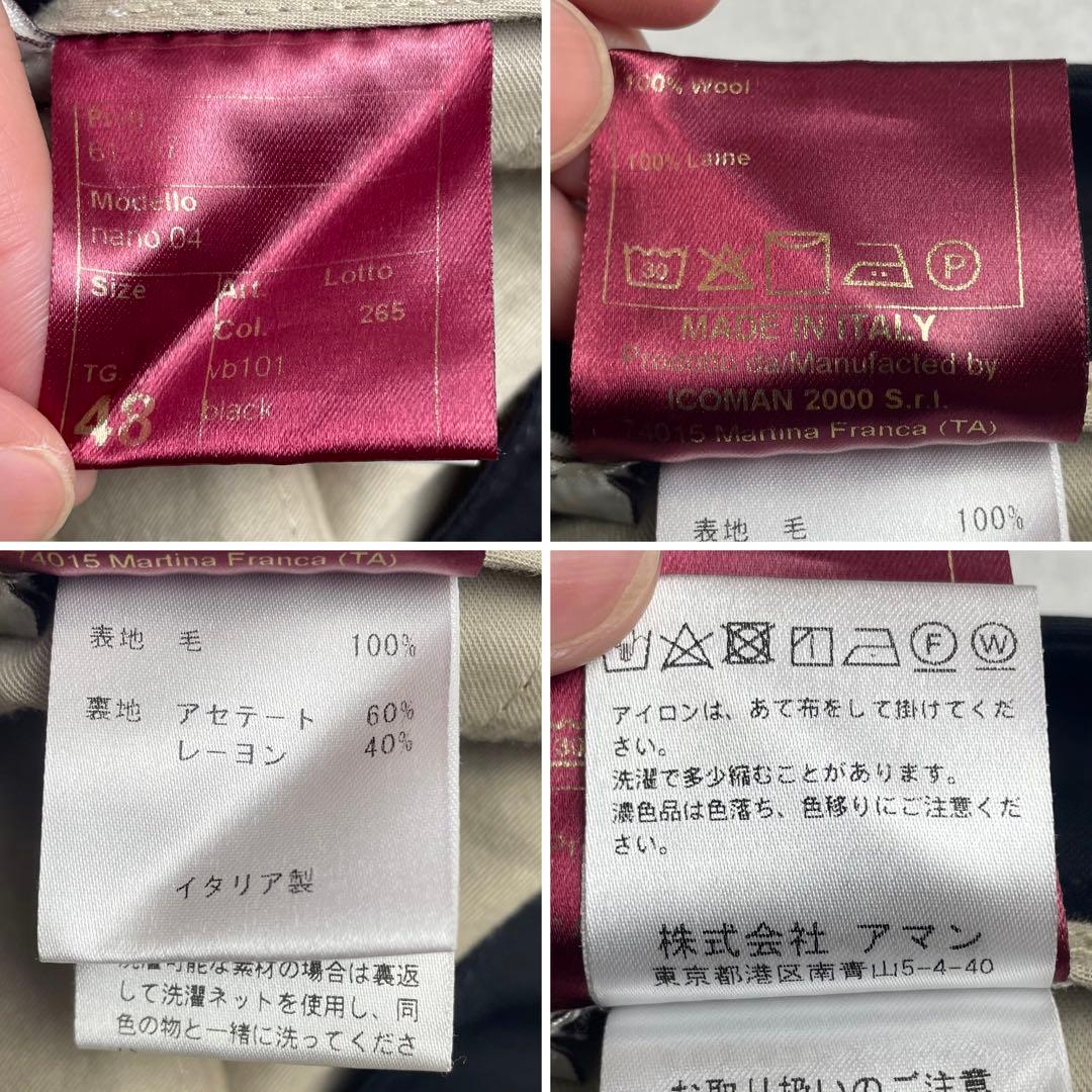 ベルウィッチ カノニコ生地 スラックス 1タックプリーツ スラックス ウール48