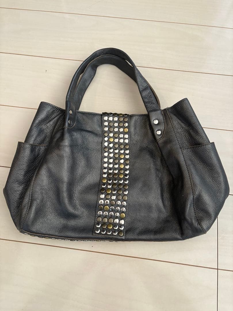 00s レザースタッズバッグ　archive TRES グレー