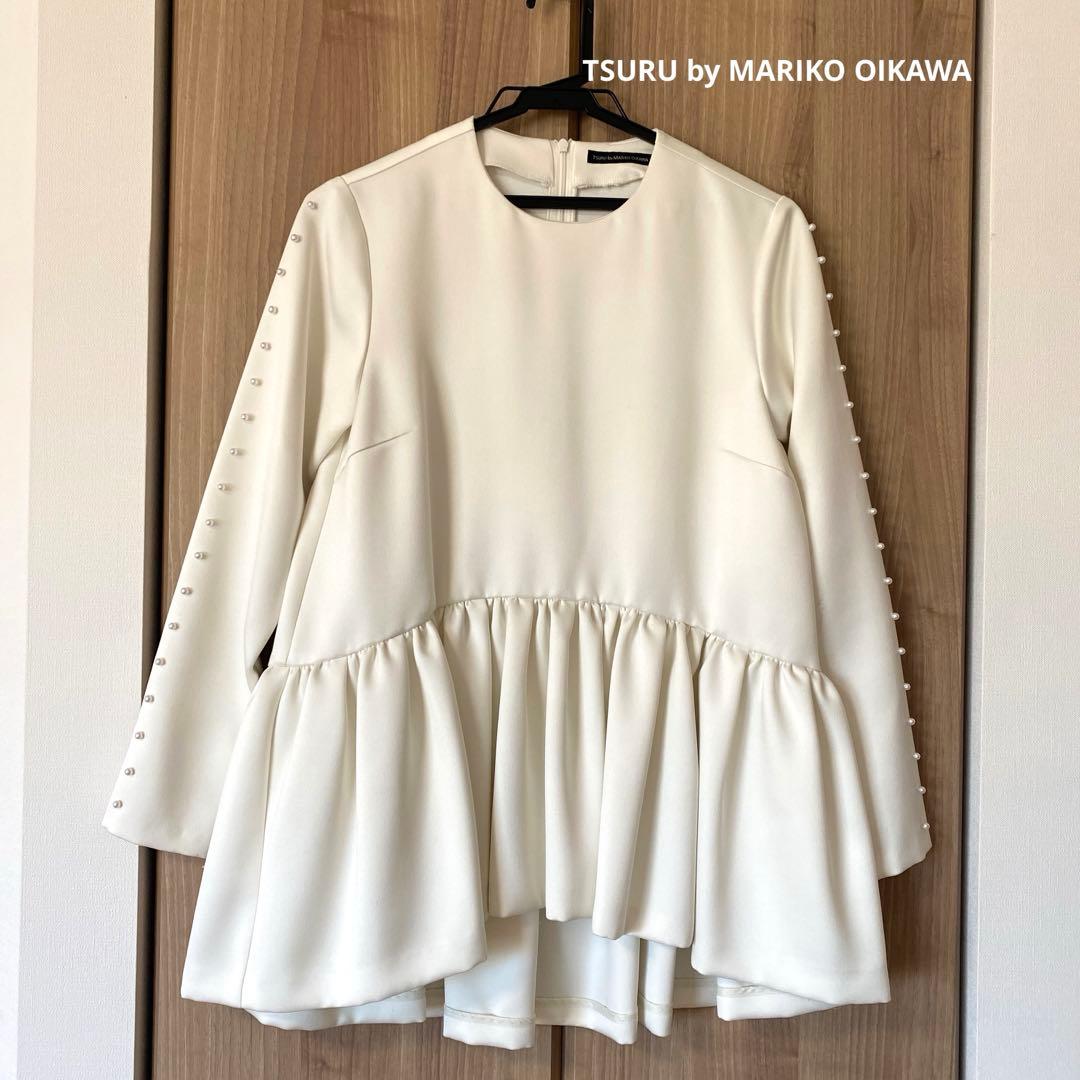 ツルバイマリコオイカワ　パール付きペプラムトップス