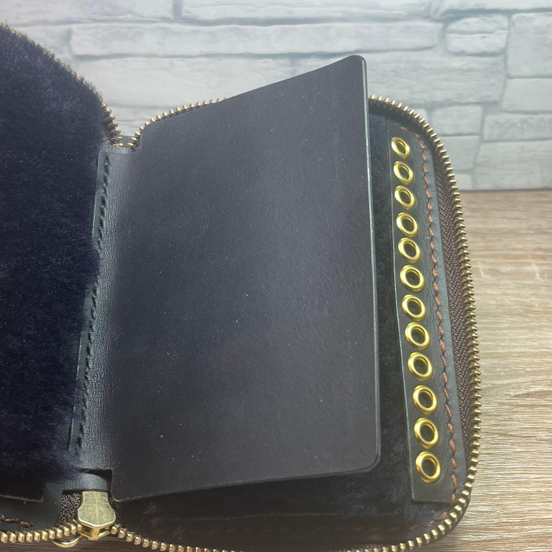 ルアーワレット　本革レザー　手染めアンティークキャメル　ハンドメイド　渓流