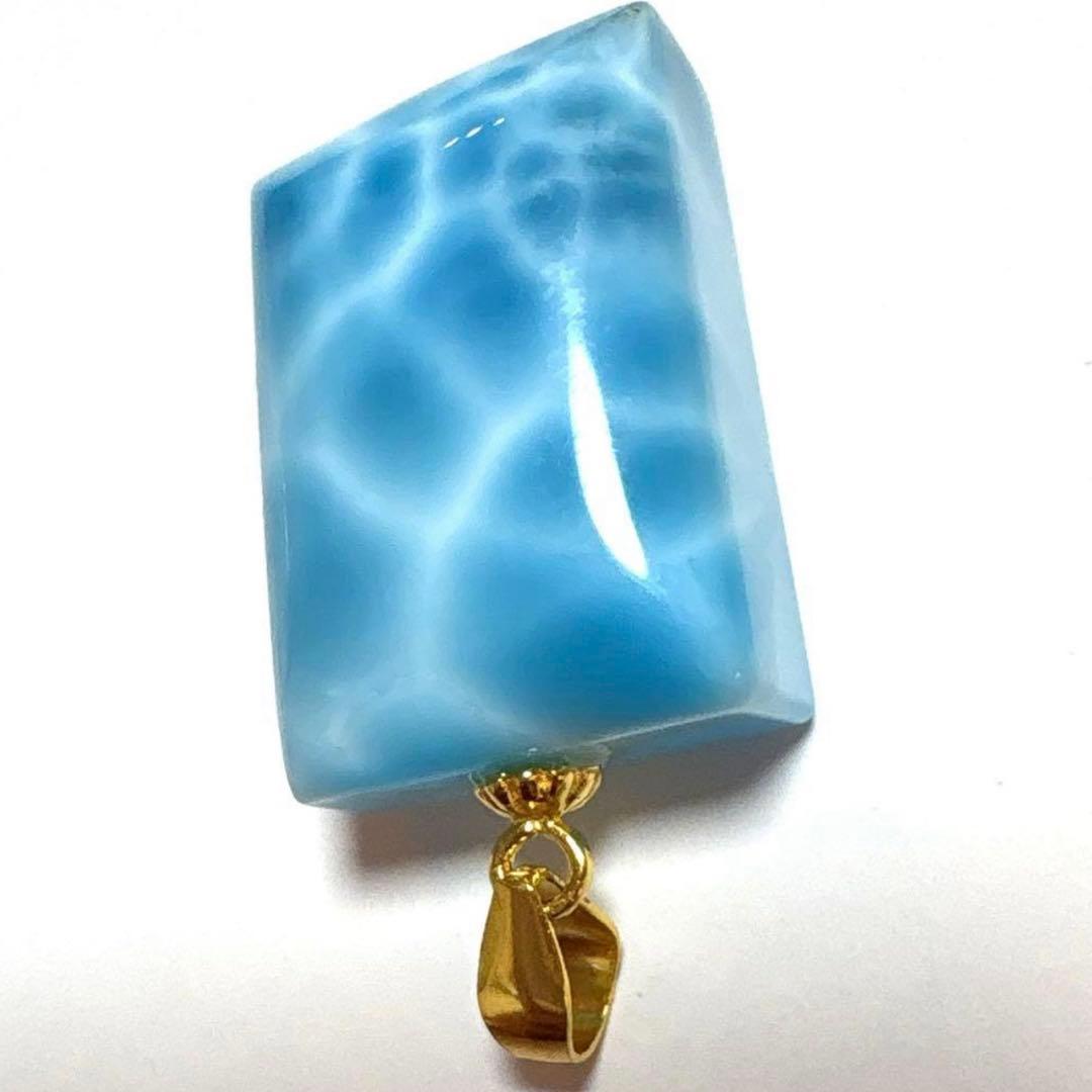 明日以降22,000円　最高品質　天然石　ラリマー　ペンダント　レクタングル