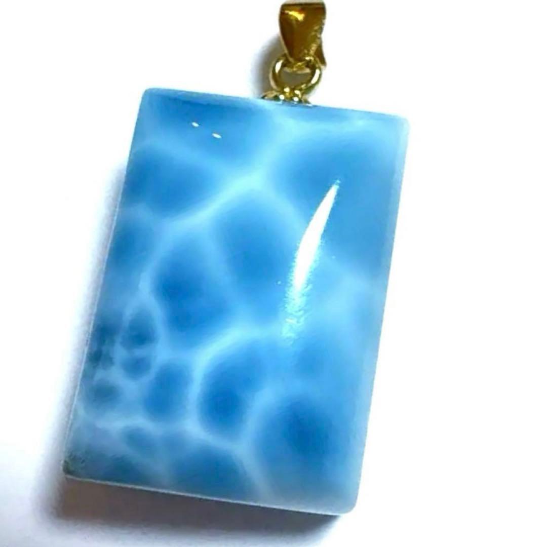 明日以降22,000円　最高品質　天然石　ラリマー　ペンダント　レクタングル
