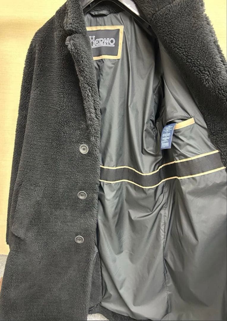 ヘルノ HERNO ボアコート エコファー チェスターコート ブラック 48