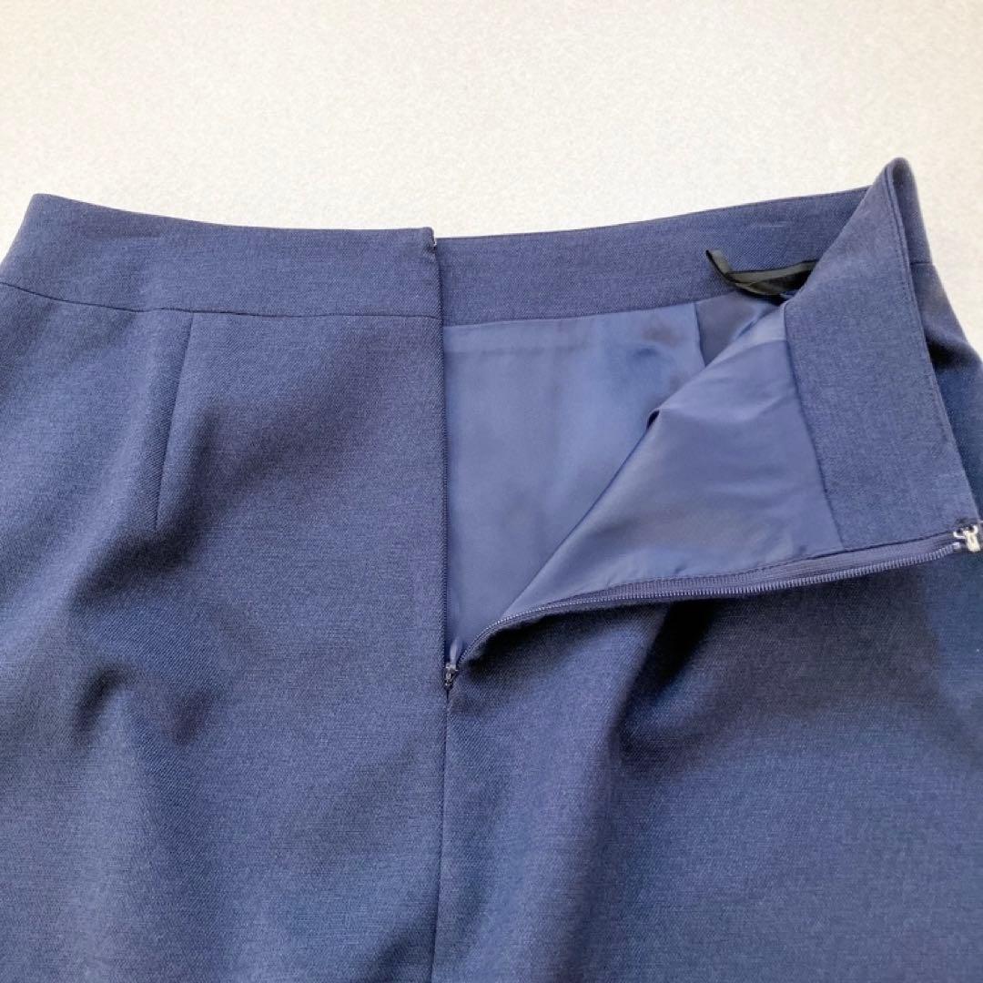 クードシャンス　スカートスーツ　ノーカラー　オフィス　ビジネス　セレモニー　紺