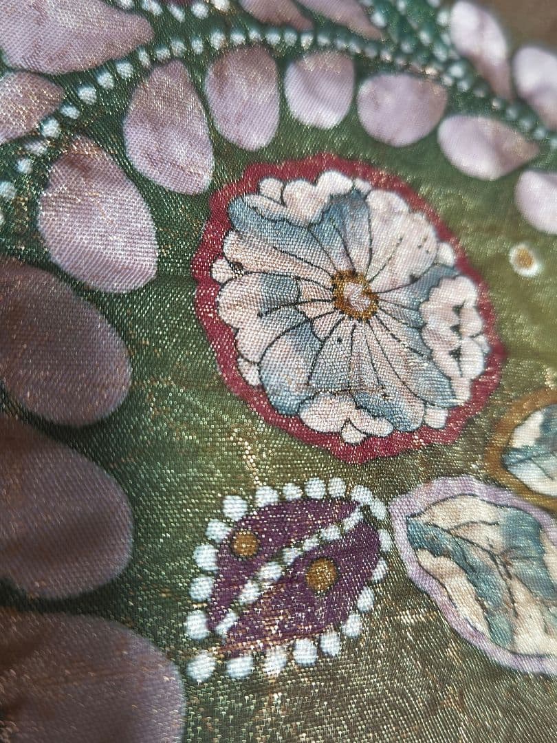 逸品 袋帯 辻ヶ花 金通 金彩 正絹 落款 帯 名品