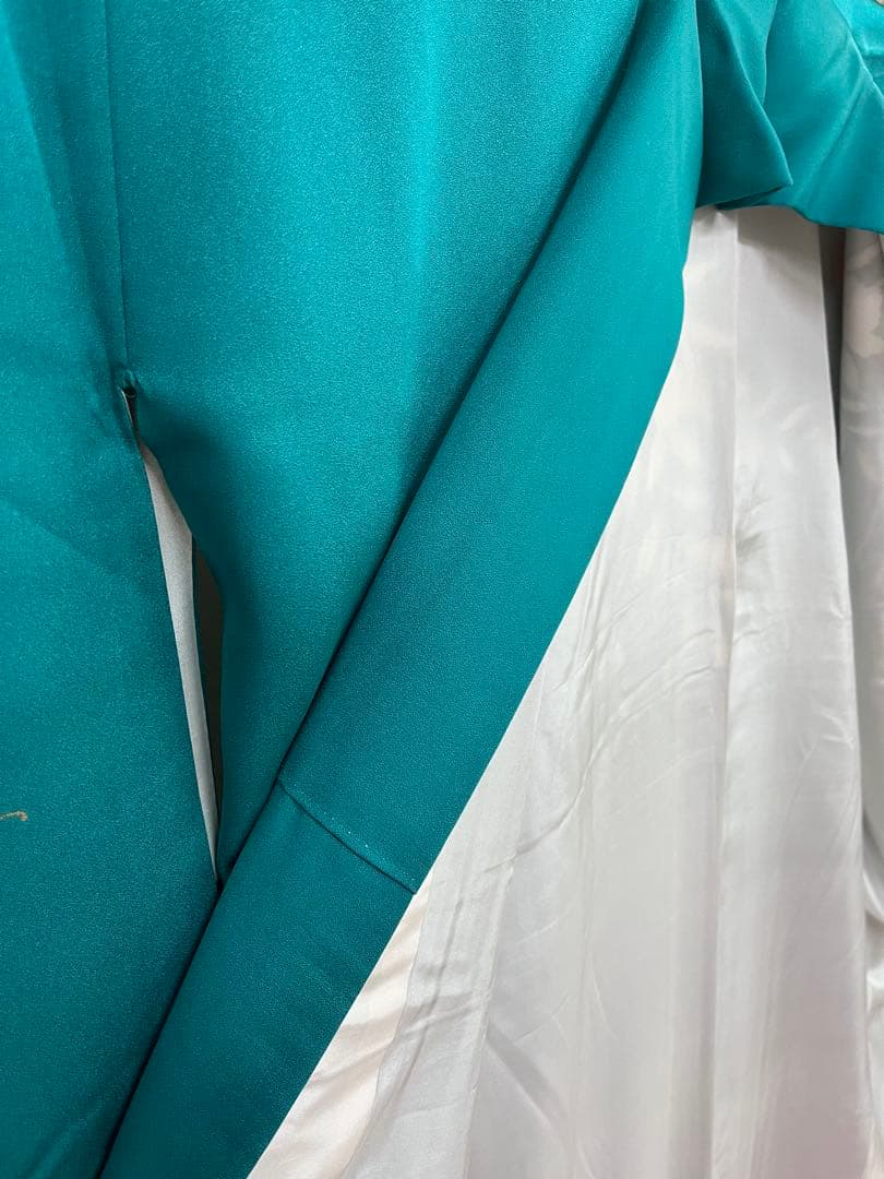 中古　※B品　振袖　仕立て上がり　グリーン　緑　色ヤケあり　B14