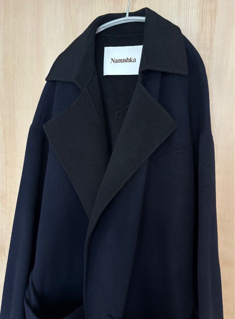 nanushka ベルベットコート/ネイビー
