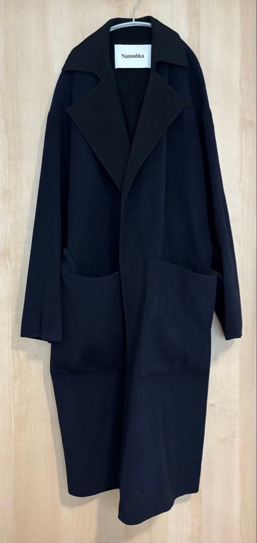 nanushka ベルベットコート/ネイビー