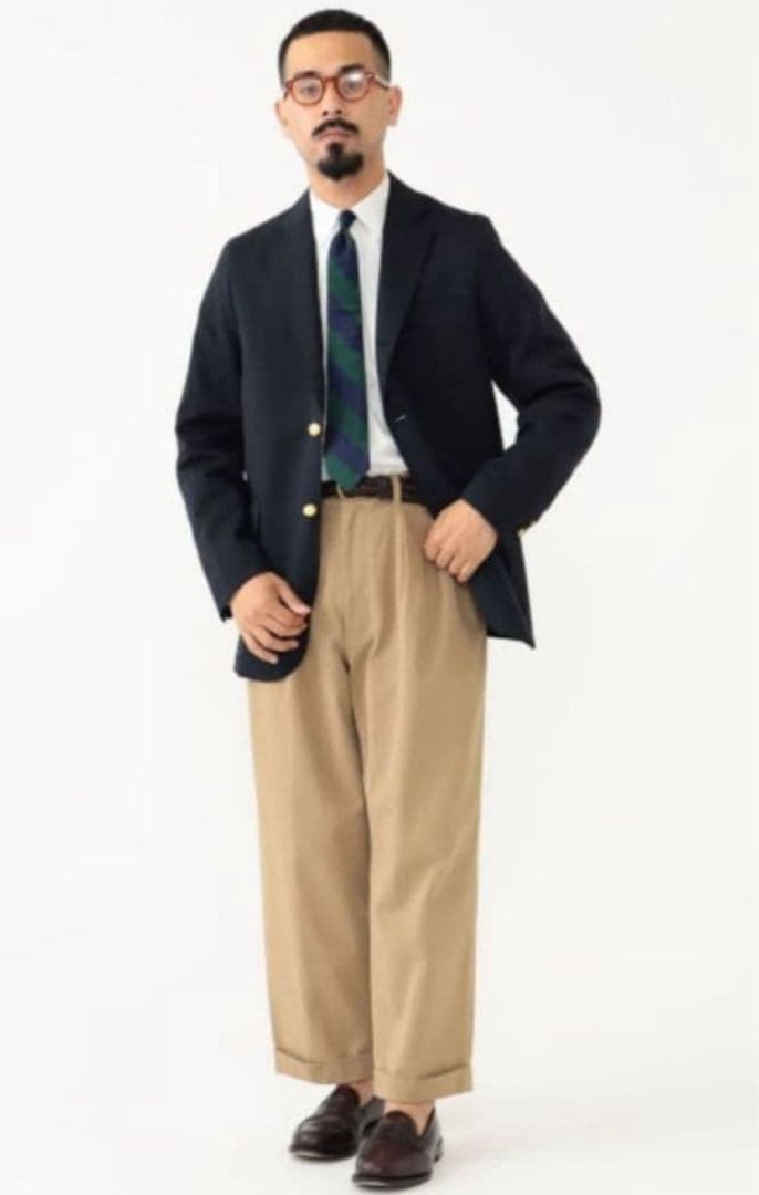 【美品】BEAMS＋（ビームスプラス）コンバットウール　紺ブレ　Lサイズ