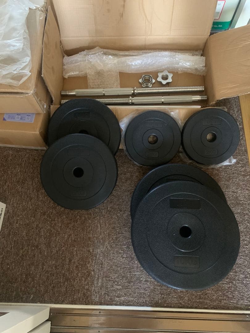 ★3分解式シャフト★LESIR 60kgバーベルベンチセット(2月6日購入)