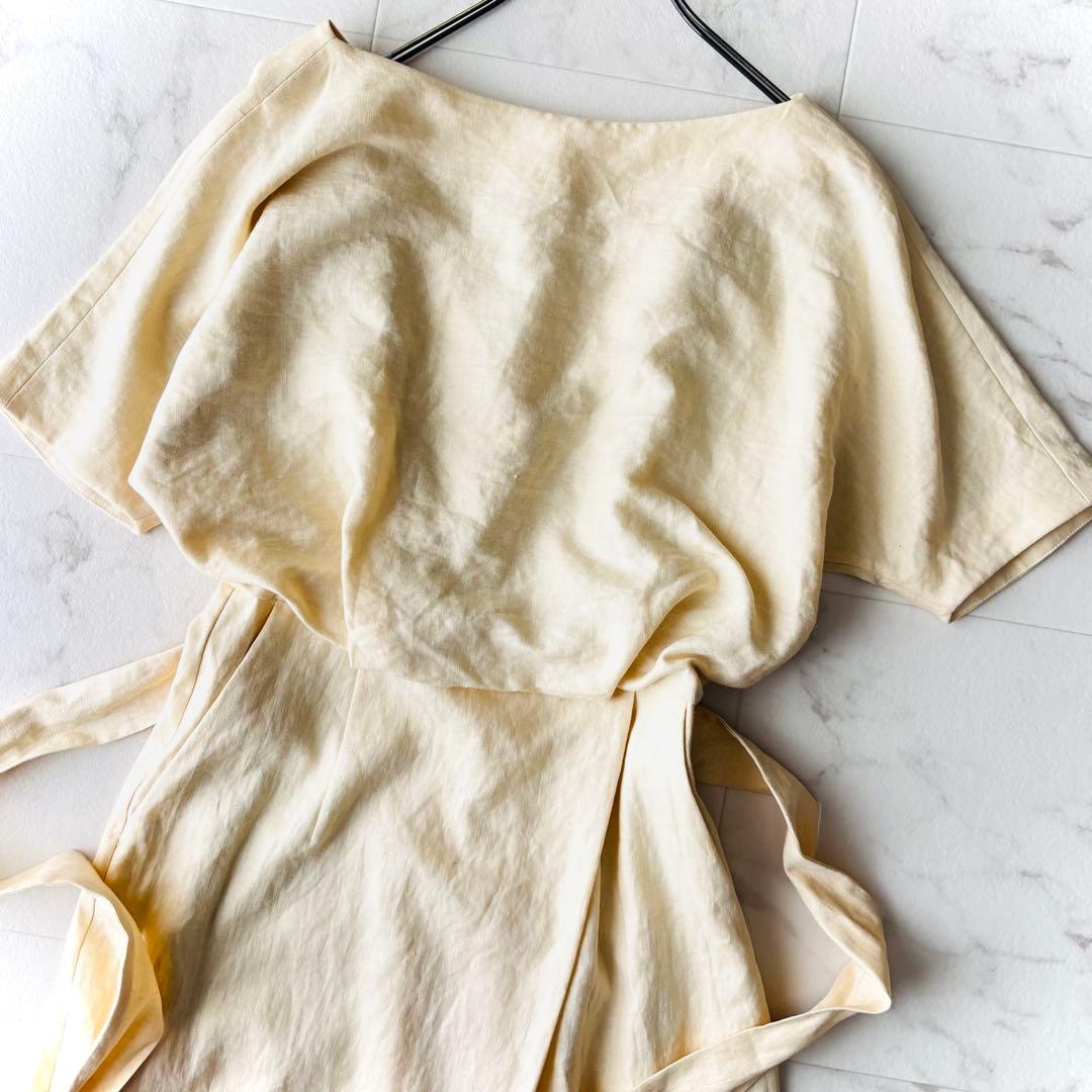 エンフォルド＊バッグオープンオールインワン 36 ライトベージュ 麻 定価4.2