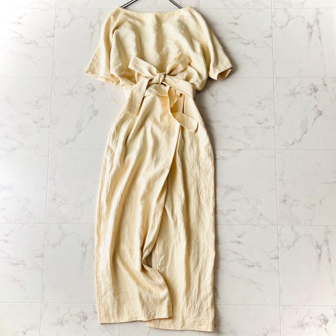 エンフォルド＊バッグオープンオールインワン 36 ライトベージュ 麻 定価4.2