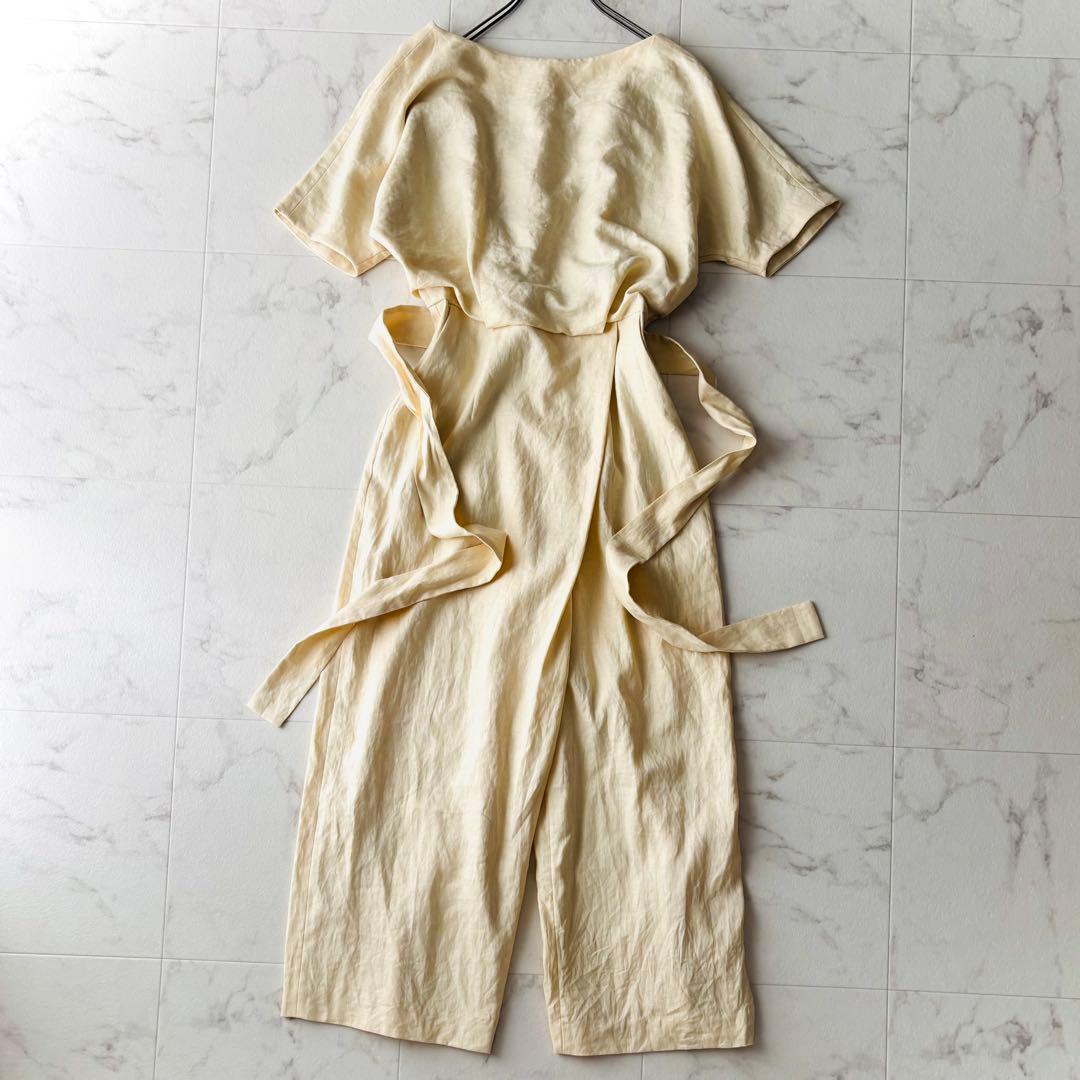 エンフォルド＊バッグオープンオールインワン 36 ライトベージュ 麻 定価4.2