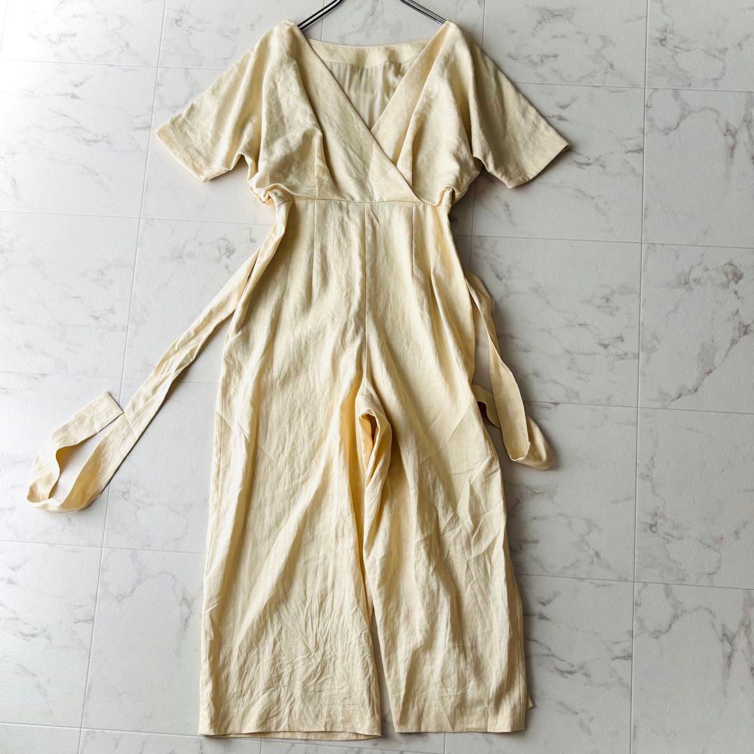 エンフォルド＊バッグオープンオールインワン 36 ライトベージュ 麻 定価4.2