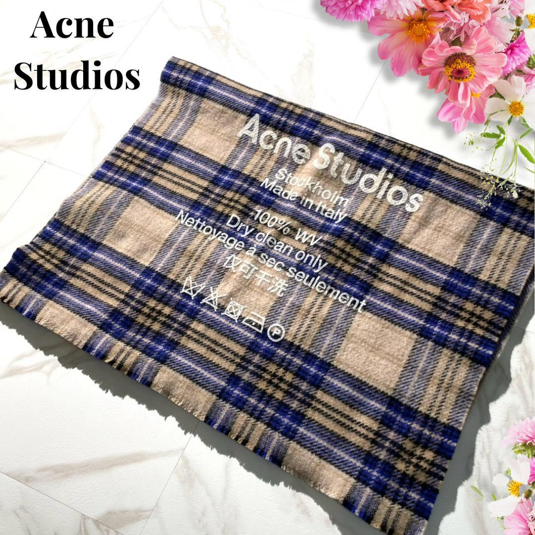 極美品✨Acne Studios チェック マフラー ストール 大判 ウール