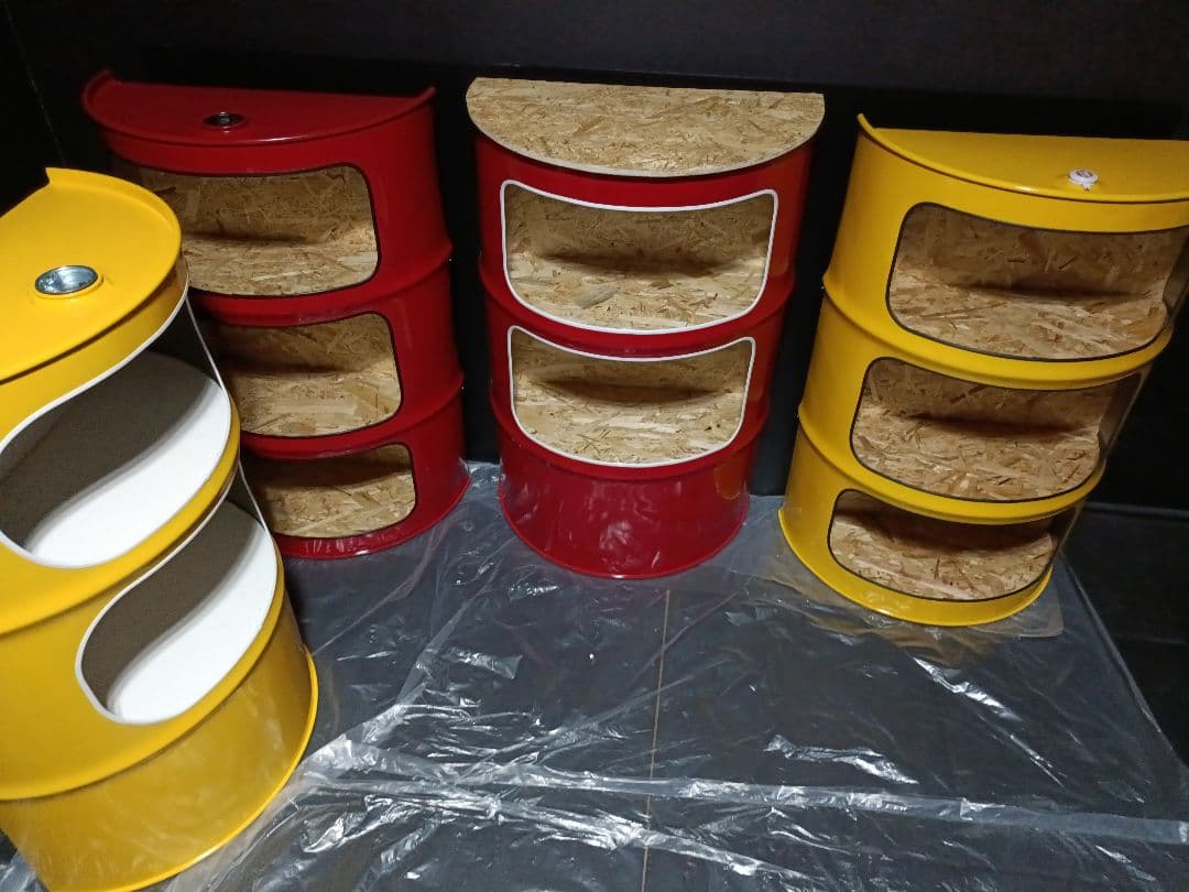 カメムシ品！200㍑ドラム缶remakeBOX３段【イエロー】