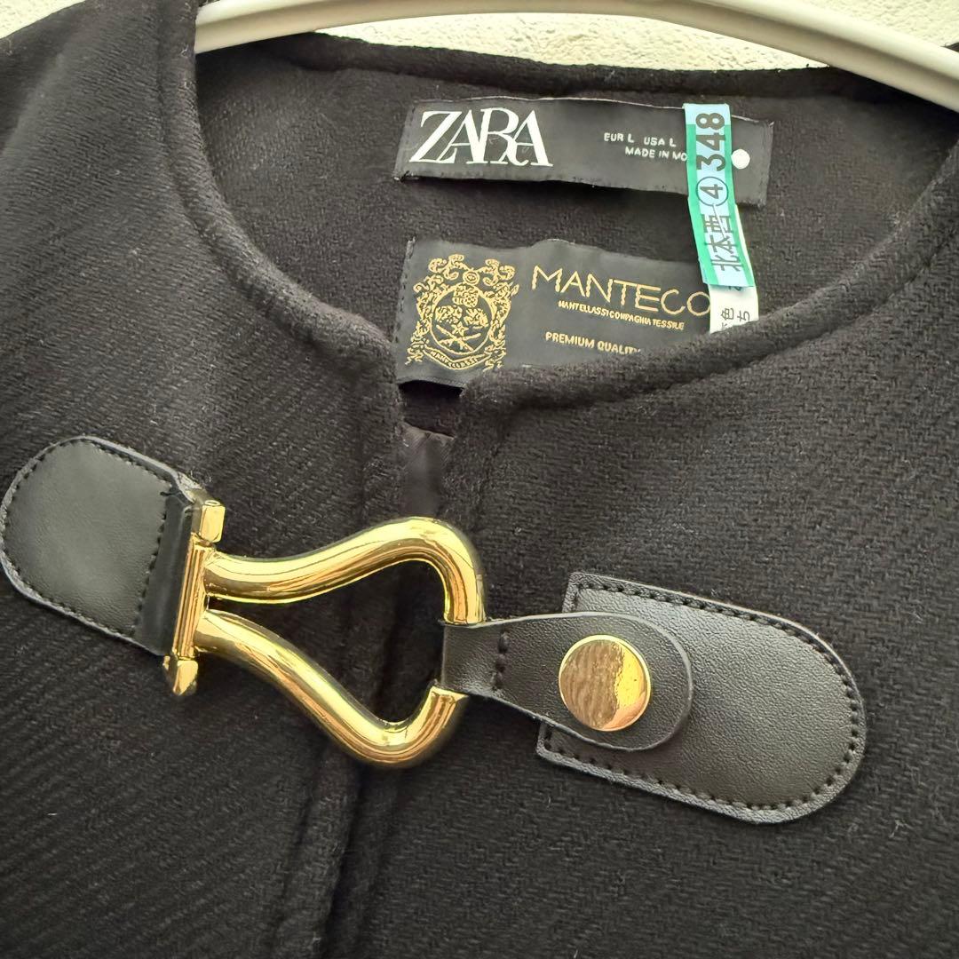ZARA MANTECOポンチョケープコートゴールド金具即完売ブラック