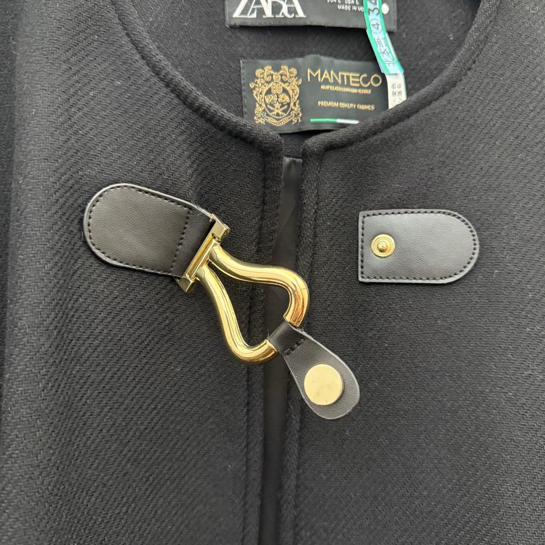 ZARA MANTECOポンチョケープコートゴールド金具即完売ブラック