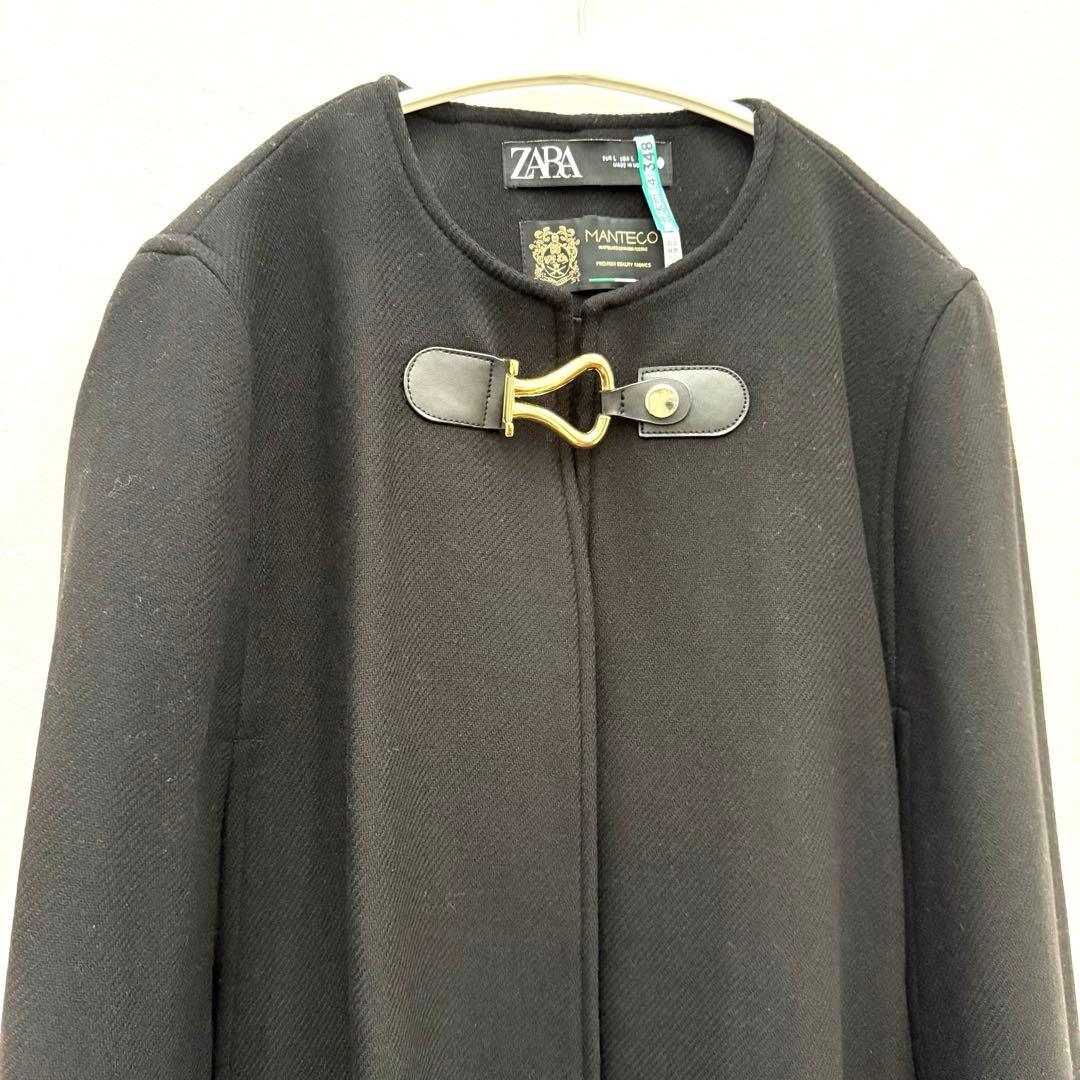 ZARA MANTECOポンチョケープコートゴールド金具即完売ブラック