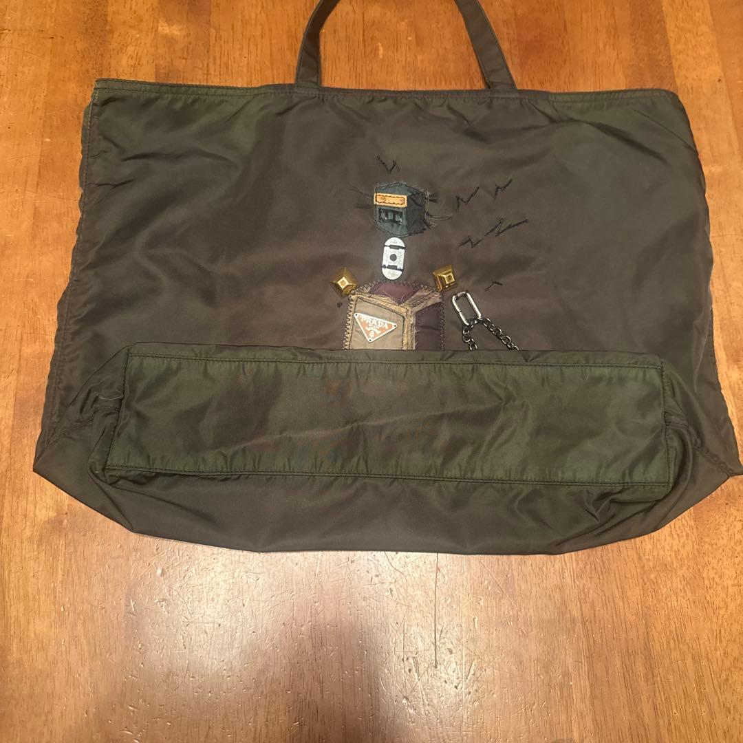 PRADA プラダ ロボット刺繍 ナイロントート 三角ロゴ