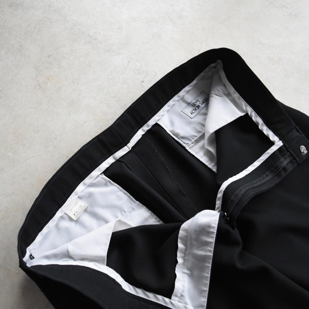 90s リーバイスアクションスラックス ブラック黒 USA W38L29 OVY