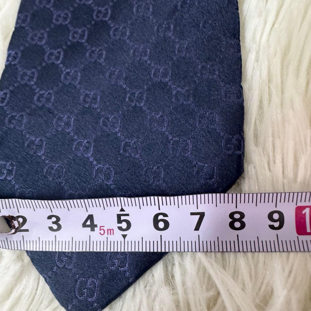 【現行品】GUCCI GGパターン シルク イタリア製 ネイビー 8cm