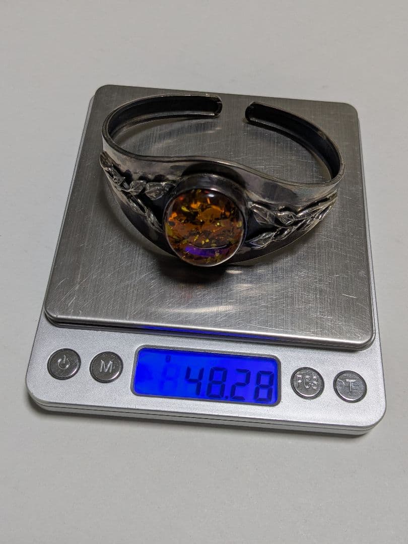 天然琥珀 バングル SV925 ヴィンテージ