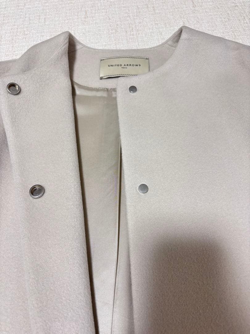 UNITEDALLOWS ロングコート　ノーカラーベルラインコート　ナチュラル
