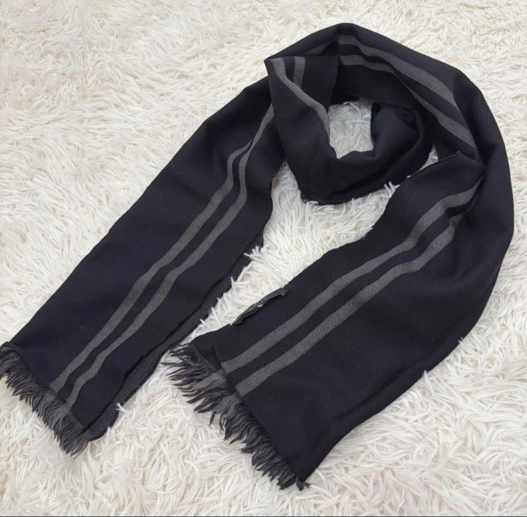 GUCCI グッチ GG ウール リバーシブル マフラー ブラック　グレー