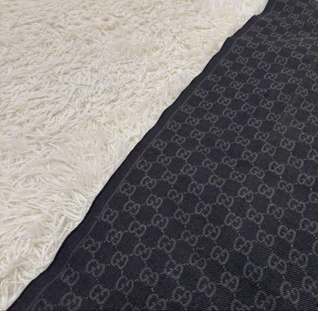 GUCCI グッチ GG ウール リバーシブル マフラー ブラック　グレー