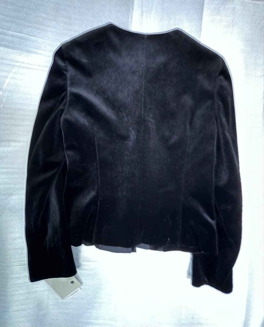 レリアン　ノーカラーベロアジャケット 黒