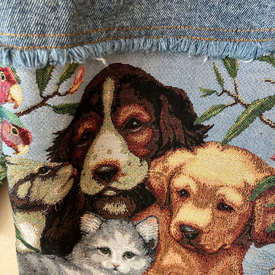 SUMI STYLE ドッキングデニムジャケット ゴブラン織　アニマル　柄