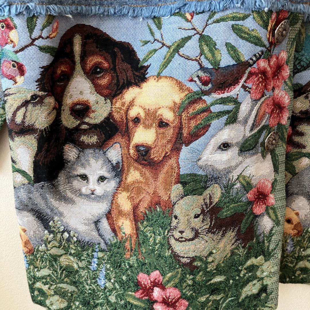 SUMI STYLE ドッキングデニムジャケット ゴブラン織　アニマル　柄