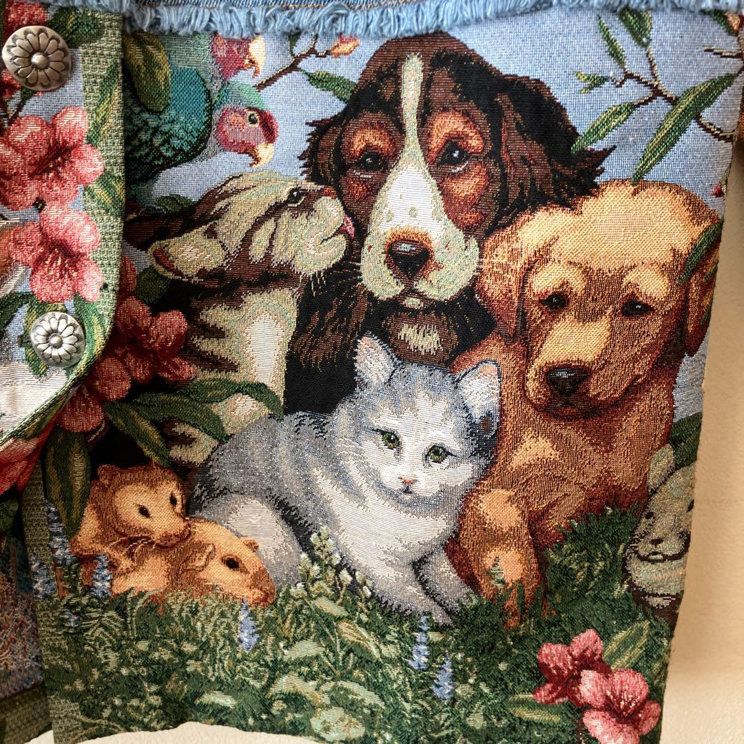 SUMI STYLE ドッキングデニムジャケット ゴブラン織　アニマル　柄